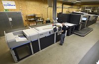 The HP Indigo 30000 digital press with TRESU iCoat 30000 coater at Kartongbolaget